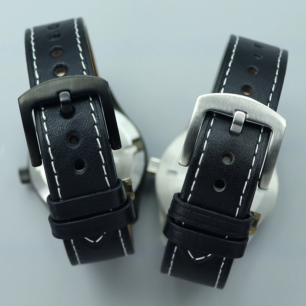 Nh35 40mm masculino 316l aço inoxidável casos de relógio pulseira de relógio de couro para nh35 nh36/34 movimento 33.6-34.3mm dial modificado aviador