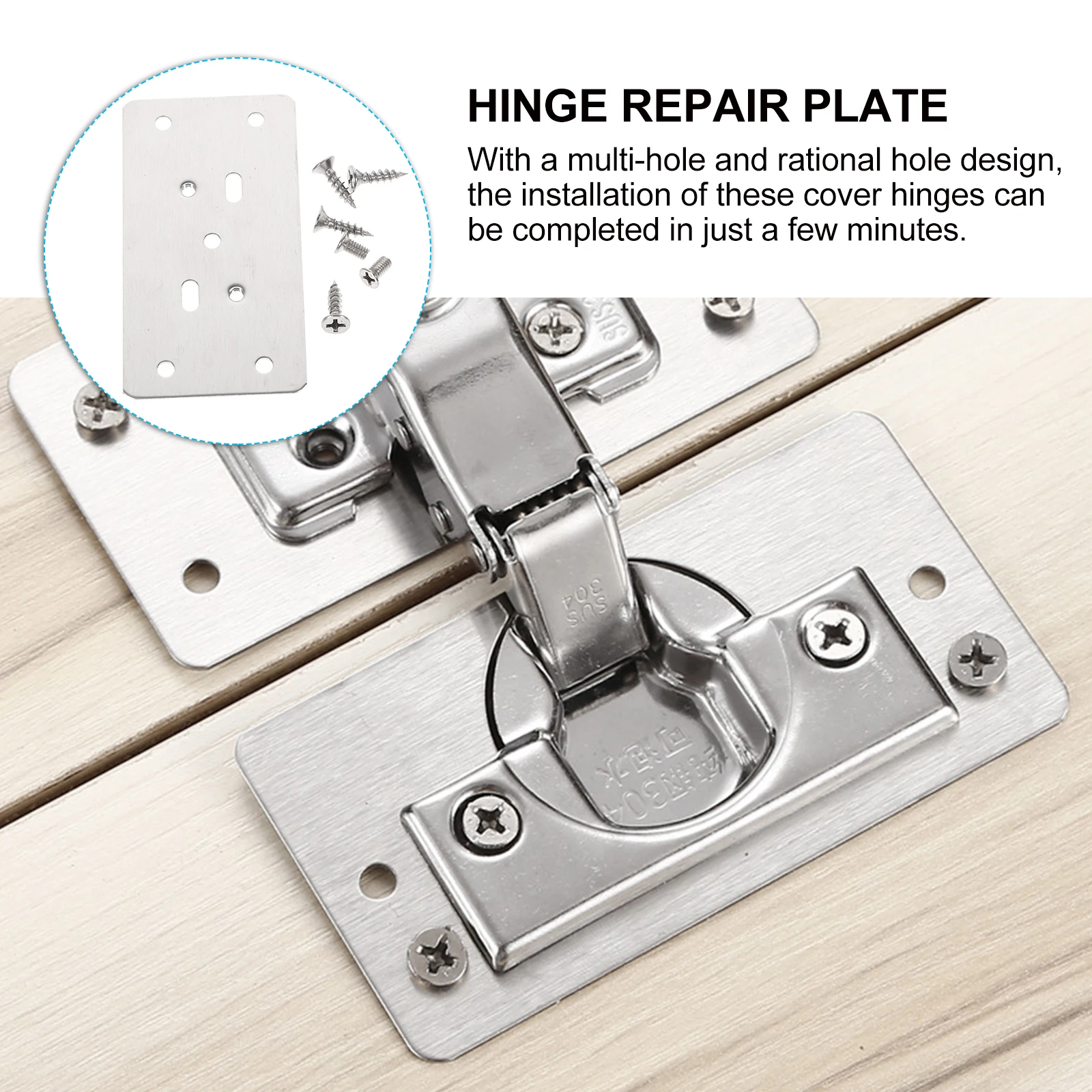 

6pcs Stainless Steel Cabinet Mending Hinge Repair Kit Furniture Fixing Plates Multi-Hole Design Durable Corner Hinge Repair