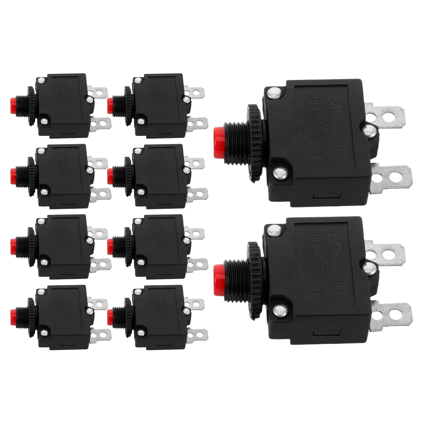 10Pcs Thermal Overload Protector Manual Reset Breaker Button Current Monitoring Circuit Protector for Home Industrial