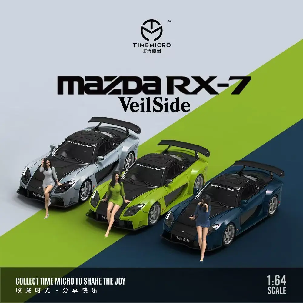 

Spot TM1:64 Mazda RX-7 Veilside Black Silver, Black Green, Black Blue Simulation Alloy Car Model