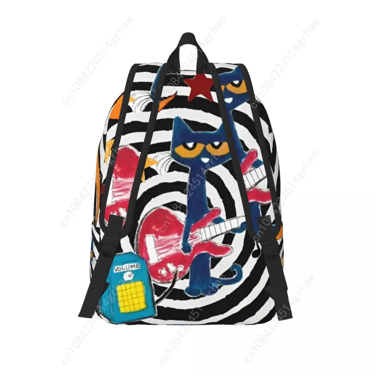 Pete The Cat I Love My White Shoes Cool Backpack High School Hiking Travel Cartoon Cats Daypack for Men Women Laptop Canvas Bags