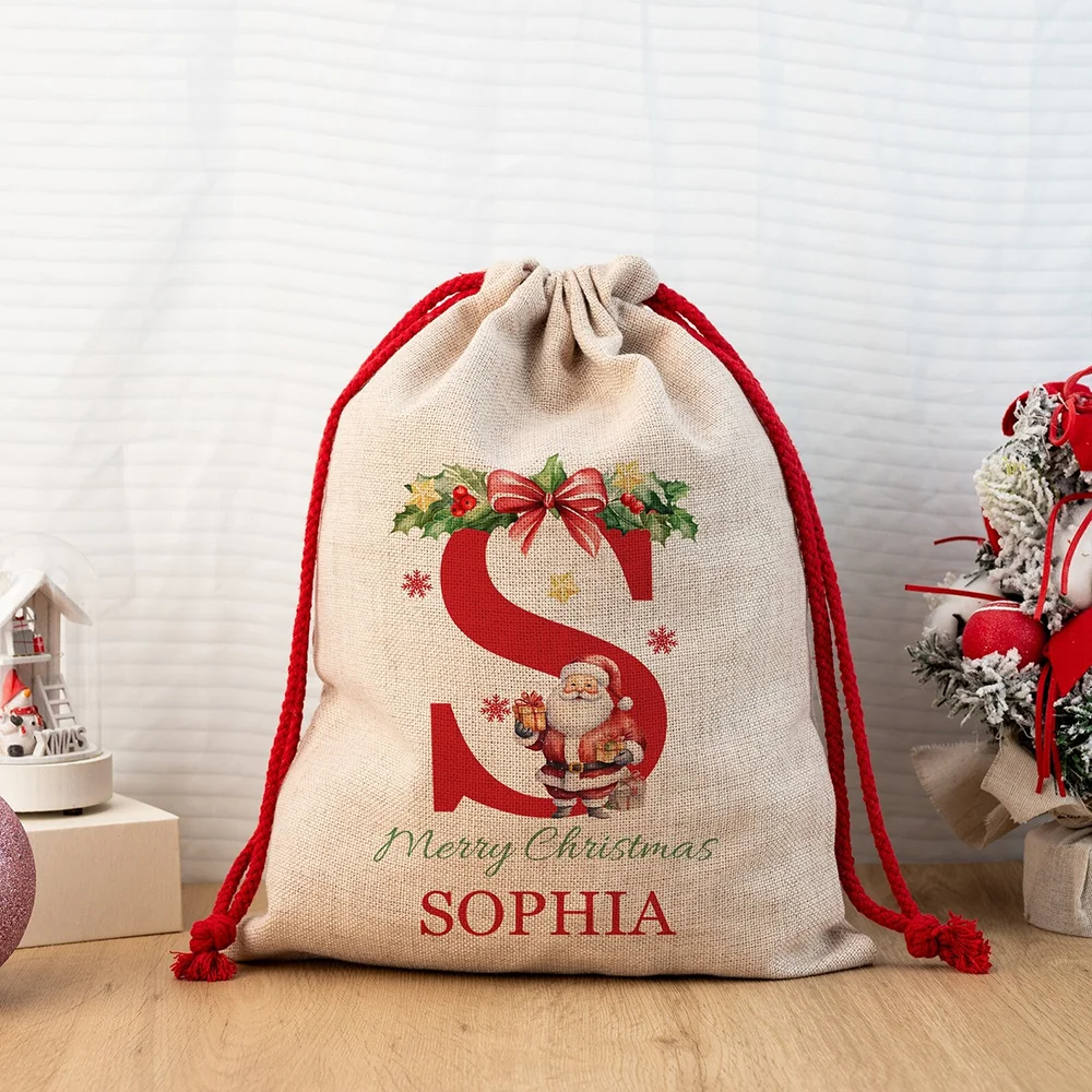 

Personalised Initials Large Christmas Sack Santa Claus Filling Gift Bag First Christmas Gift for Kids Winter Holiday Home Decor