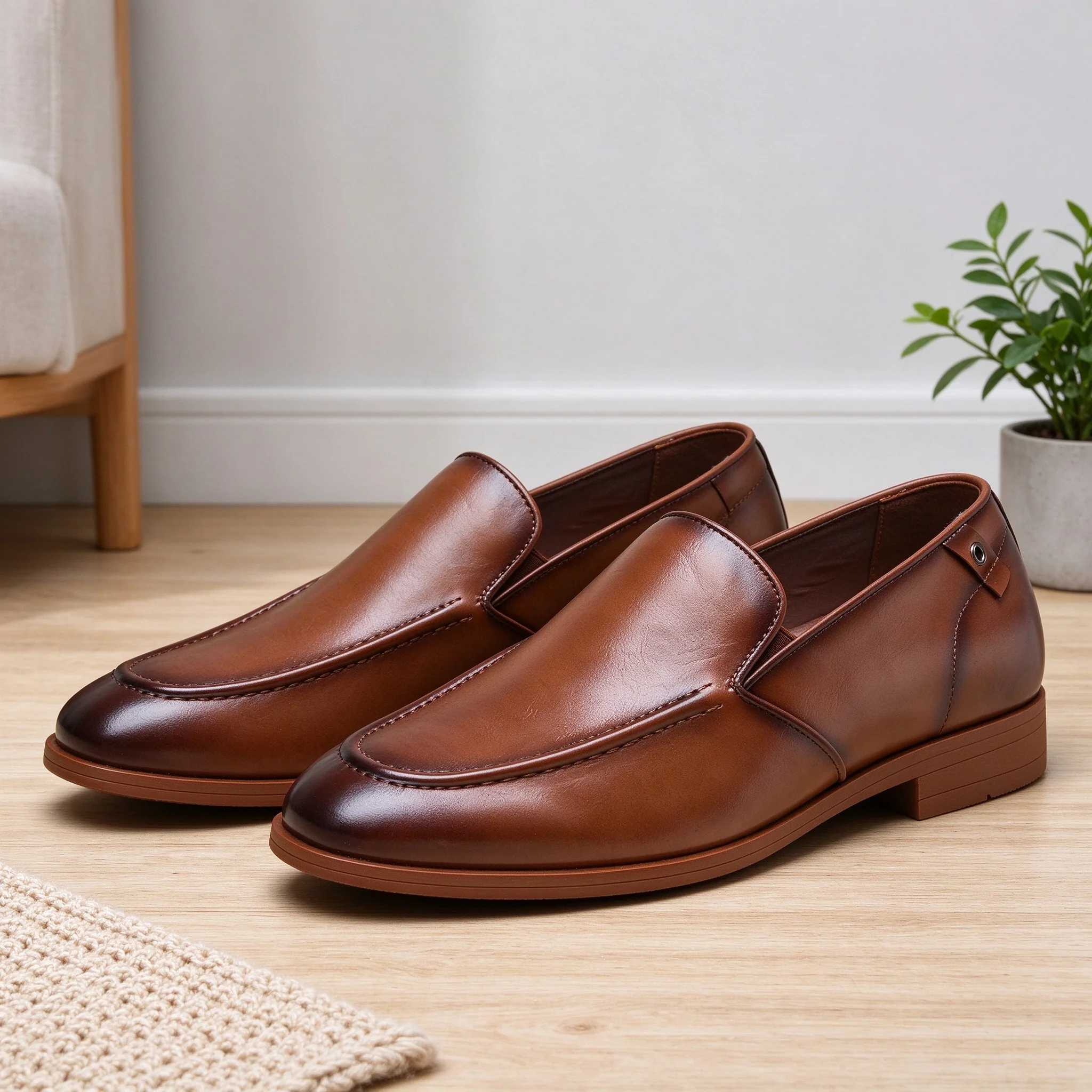 Desai Men's Loafers Faux Leather Slip On Casual Shoes Metal Buckle Comfortable Lightweight Moccasins Office Autumn