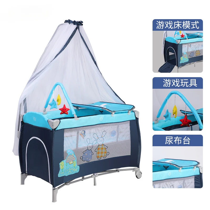 

Crib Wholesale Bed Midbed Foldable Portable Baby Bed Baby Care Table Diaper Table with Mosquito Net