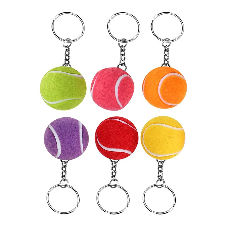 Porte-clés balle de Tennis pour enfants, 6 pièces, fournitures de cadeaux de fête