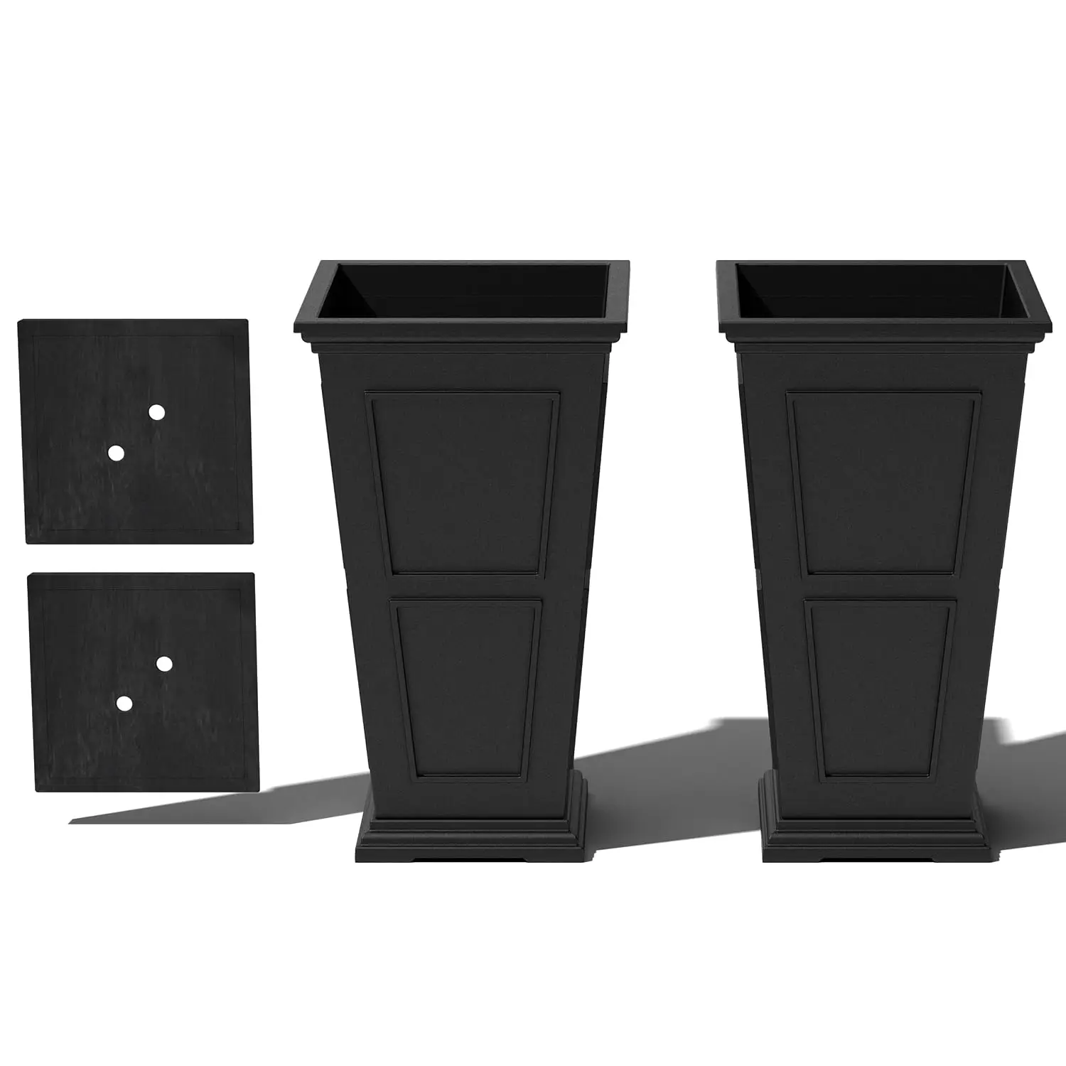 Brixton Series Tall Plastic Planter (Black, 26