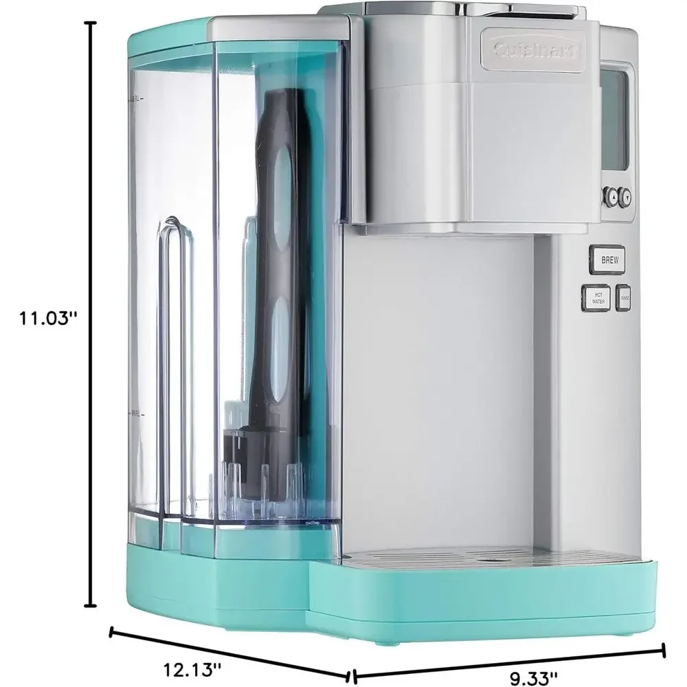 Single Serve 72-Ounce Coffee Maker with Programmable Brewing and Hot Water Dispenser, Stainless Steel and Robin's Egg Blue