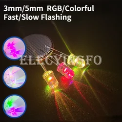 Clear LED Light Emitting Diode Lamp Bulb Round Top RGB fast/slow flashing 3mm/5mm Alternating colorful F3/F5 Indicator