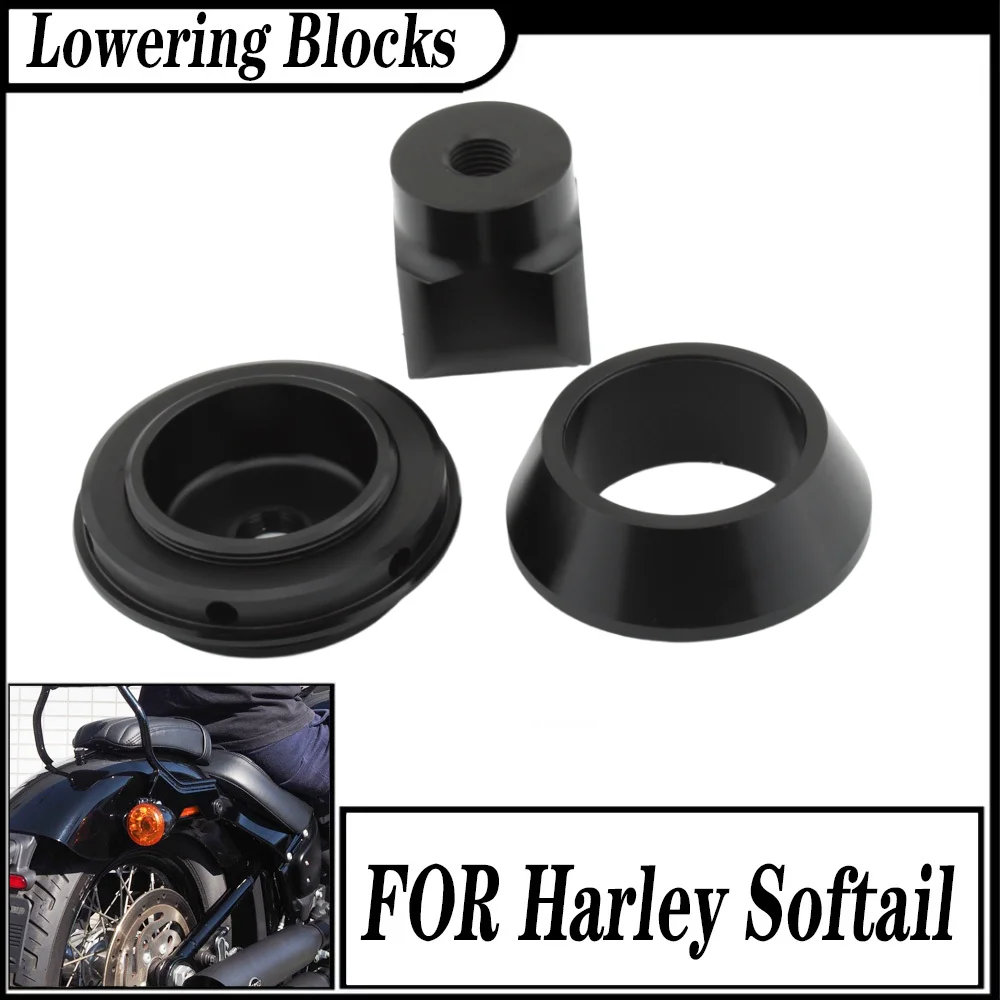 FOR Harley Softail FLS FXBB FXLRS Street Bob Low Rider S Slim Rear Lowering Links Blocks Kit 026716 B Aluminum Black 2018-2024