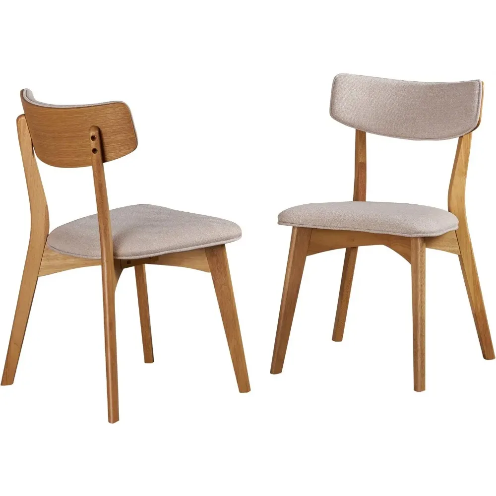 

Abrielle Mid-Century Modern Dining Chairs with Rubberwood Frame, 2-Pcs Set, Light Beige / Natural Oak/ Mint