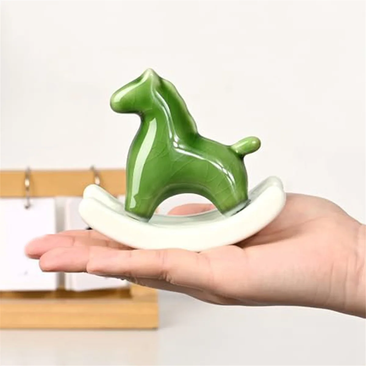 Ceramic Rocking Horse Statue for Home, Modern Art Sculpture for Table Shelf Decor, Aesthetic Figurine Desktop Ornament,A