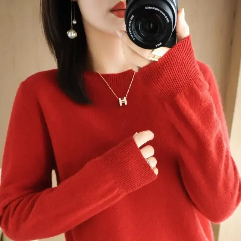 Women Sweaters Spring Autumn Long Sleeve O-neck Pullovers Warm Bottoming Shirts Korean Fashion Sweater Knitwear Soft Jumpers
