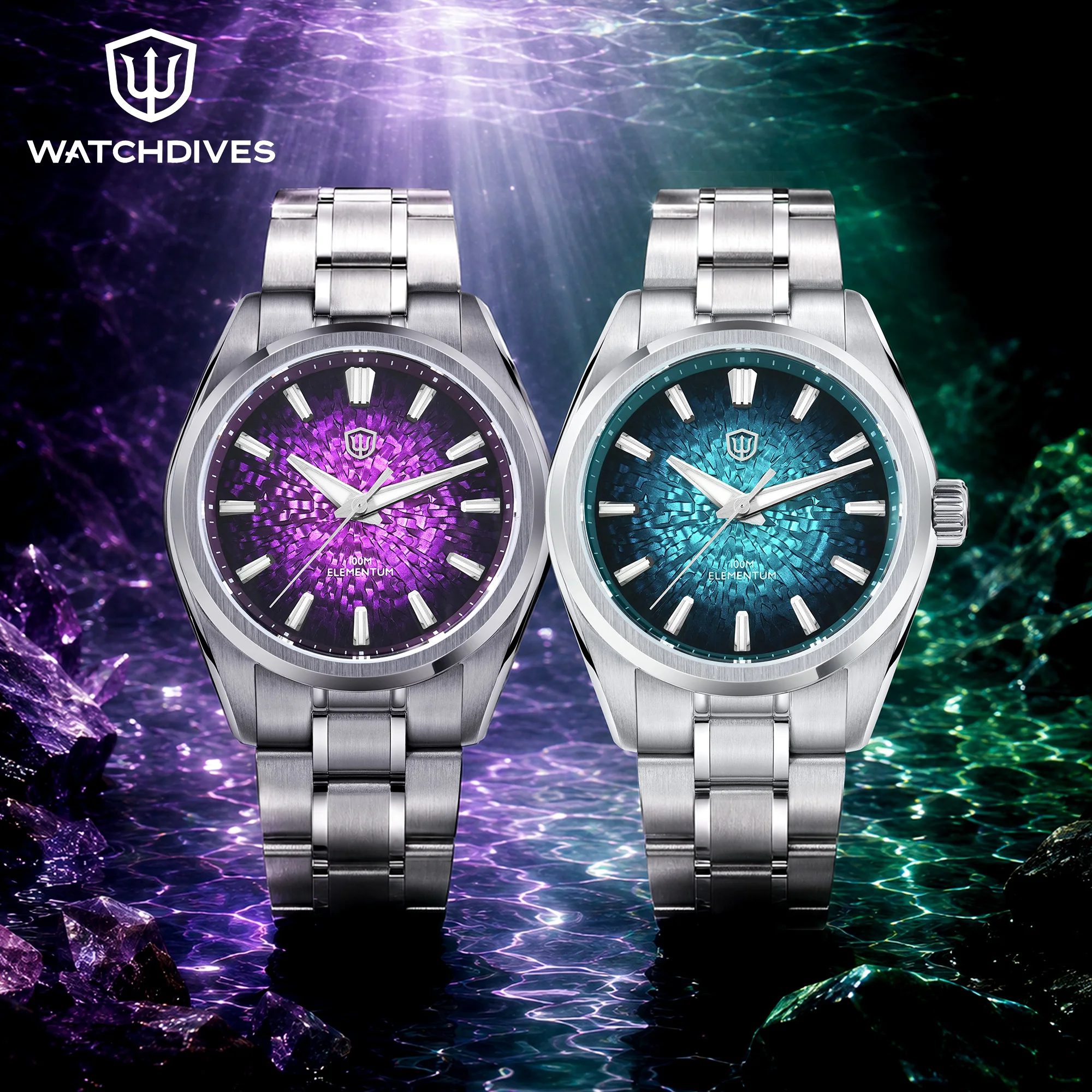 Watchdives WD0003C Ice Crack Dial 38mm reloj para hombre VH31 barrido segundos movimiento de cuarzo zafiro luminoso 10Bar relojes impermeables