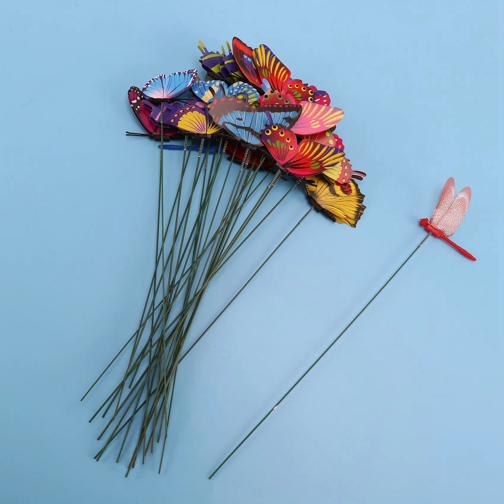 A84E-40 Pieces Garden Butterflies Stakes And 8 Pieces Dragonflies Stakes Garden Ornaments For Yard Patio, Totally 48 Pieces