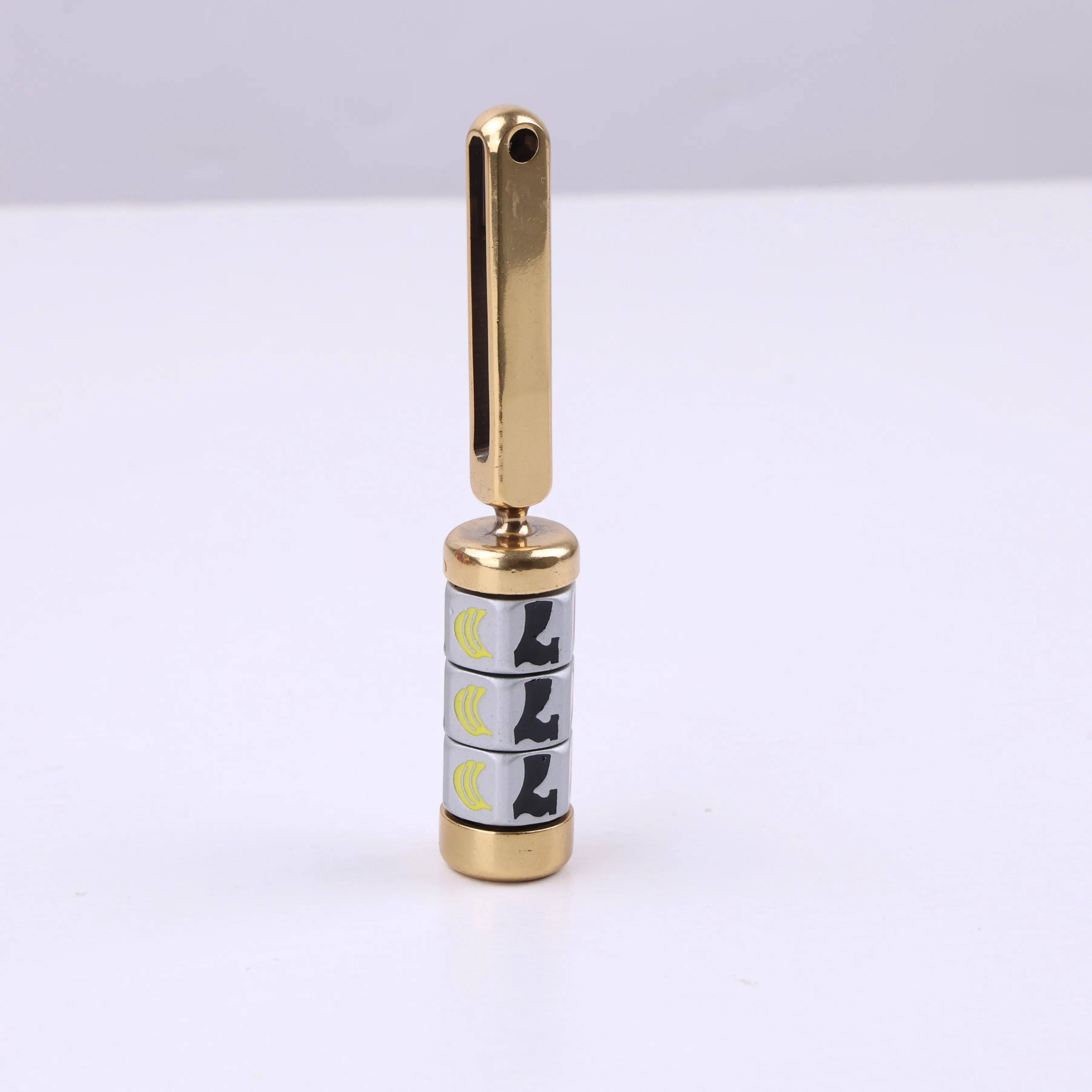 Metal Fruit Slot Fidget Spinner Keychain, Don't Play With The Devil Engraved Fidget Toy, Portable Rotary Fruit Dice Stress Relie