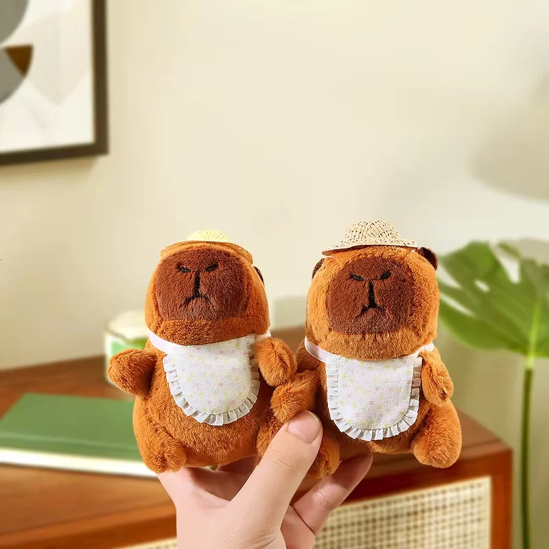 Cute Capybara Plush Doll Keychain Pendant Creative Cartoon Soft Fur Doll Backpack Pendant Car Key Ring Decoration Gift