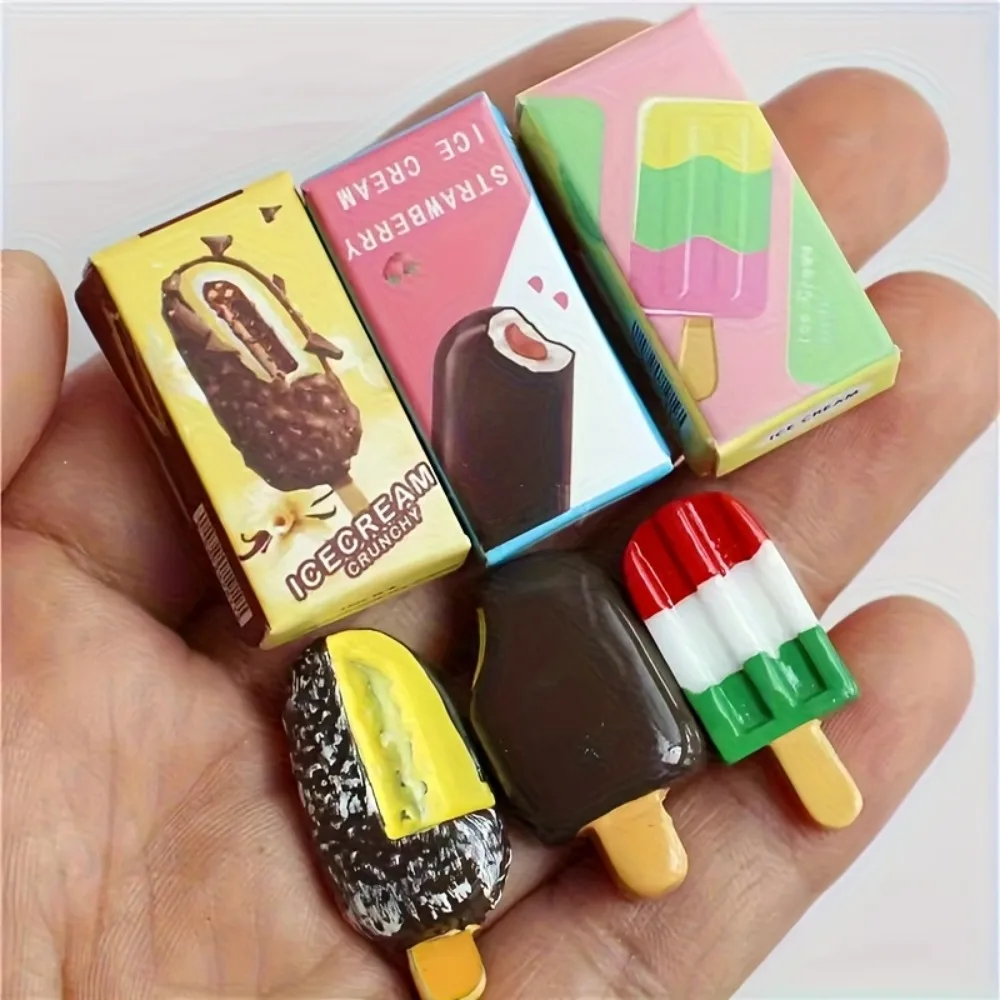 

Набор из 3 миниатюрных мороженых в коробках для кукольного домика, миниатюрные десерты из смолы, декор для кукольного домика, модель мини-кухни