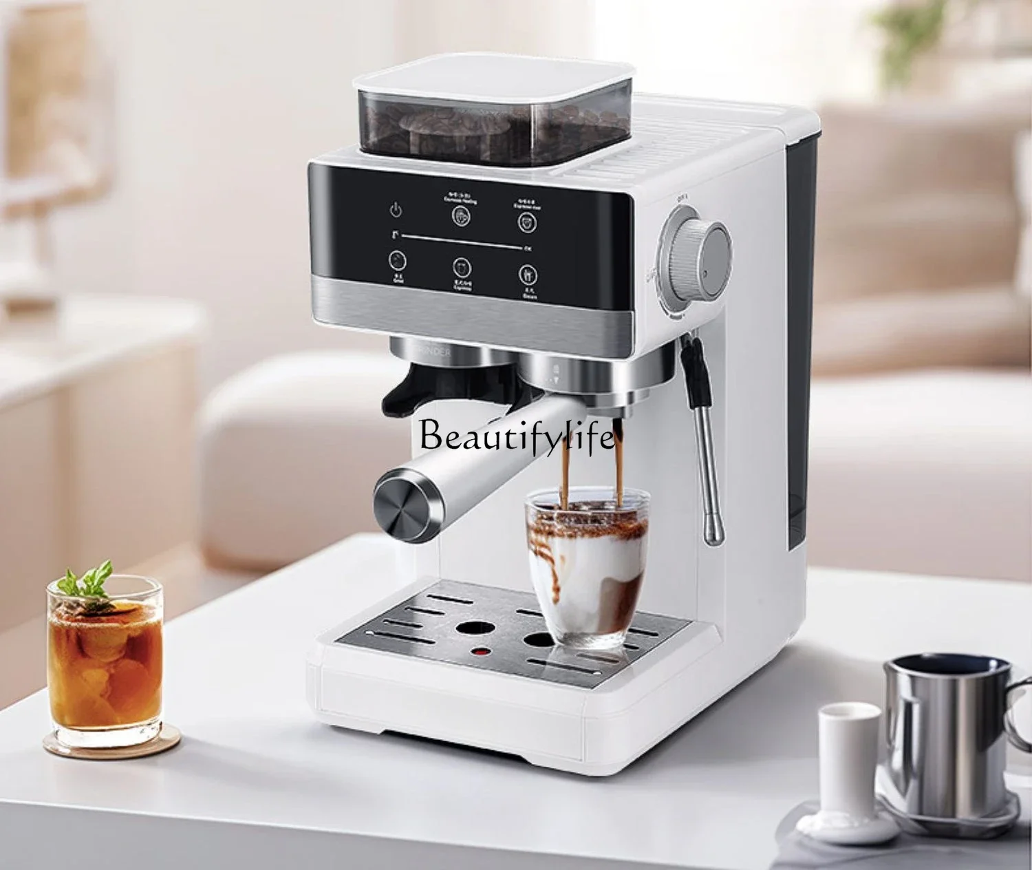 Coffee machine hot and cold double extraction Italian automatic steam beating milk foam grinding machine