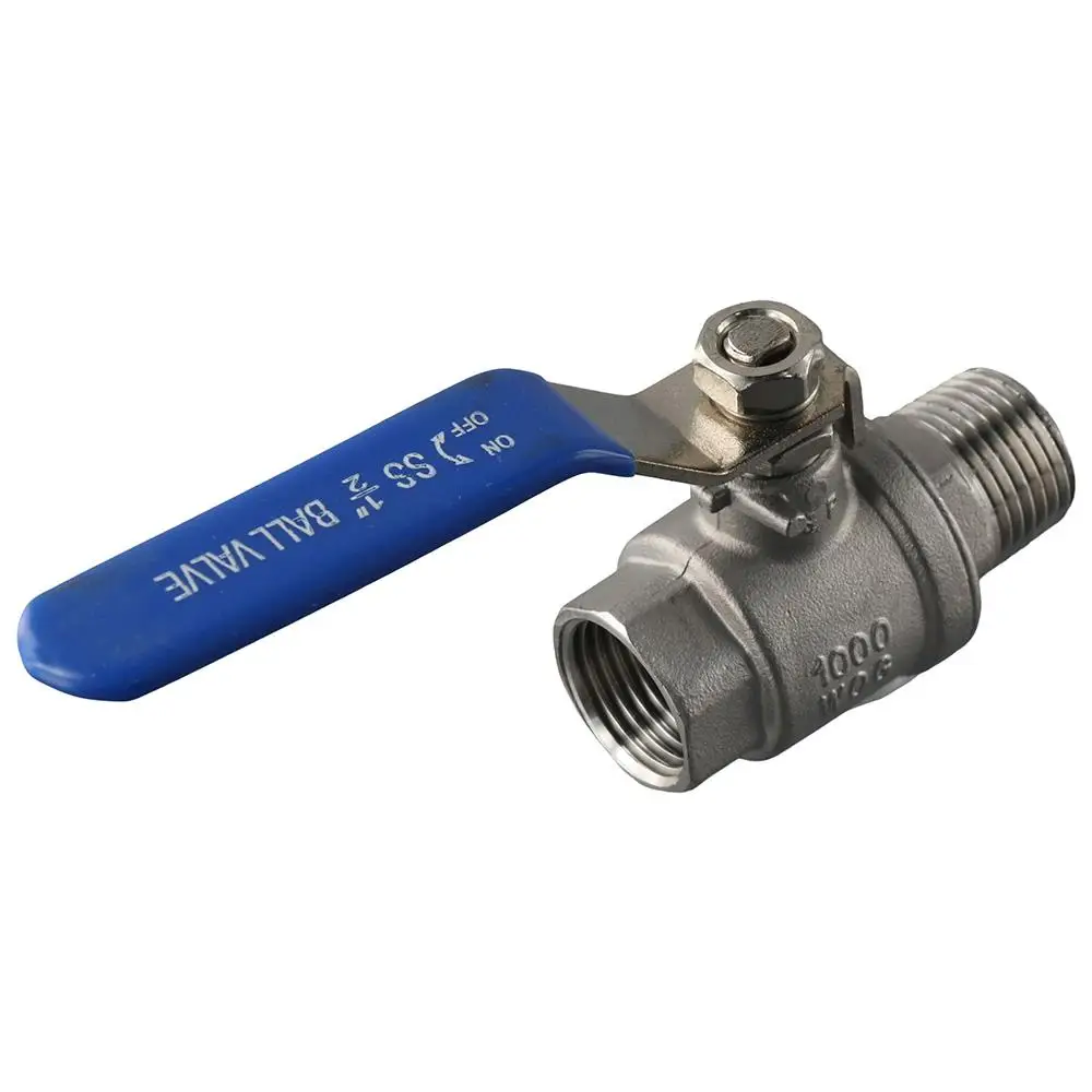 

304 Stainless Steel Ball Valve High Pressure Resistant 1/2" Silver Gas Valve Female x Male 1000 WOG Shut-Off Switch Oil