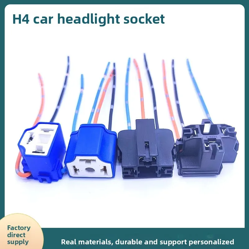 H4 Car Headlight Socket Ceramic High Temp Resistant OEM Right Angle Plug with Lock Clip LED Adapter Connector