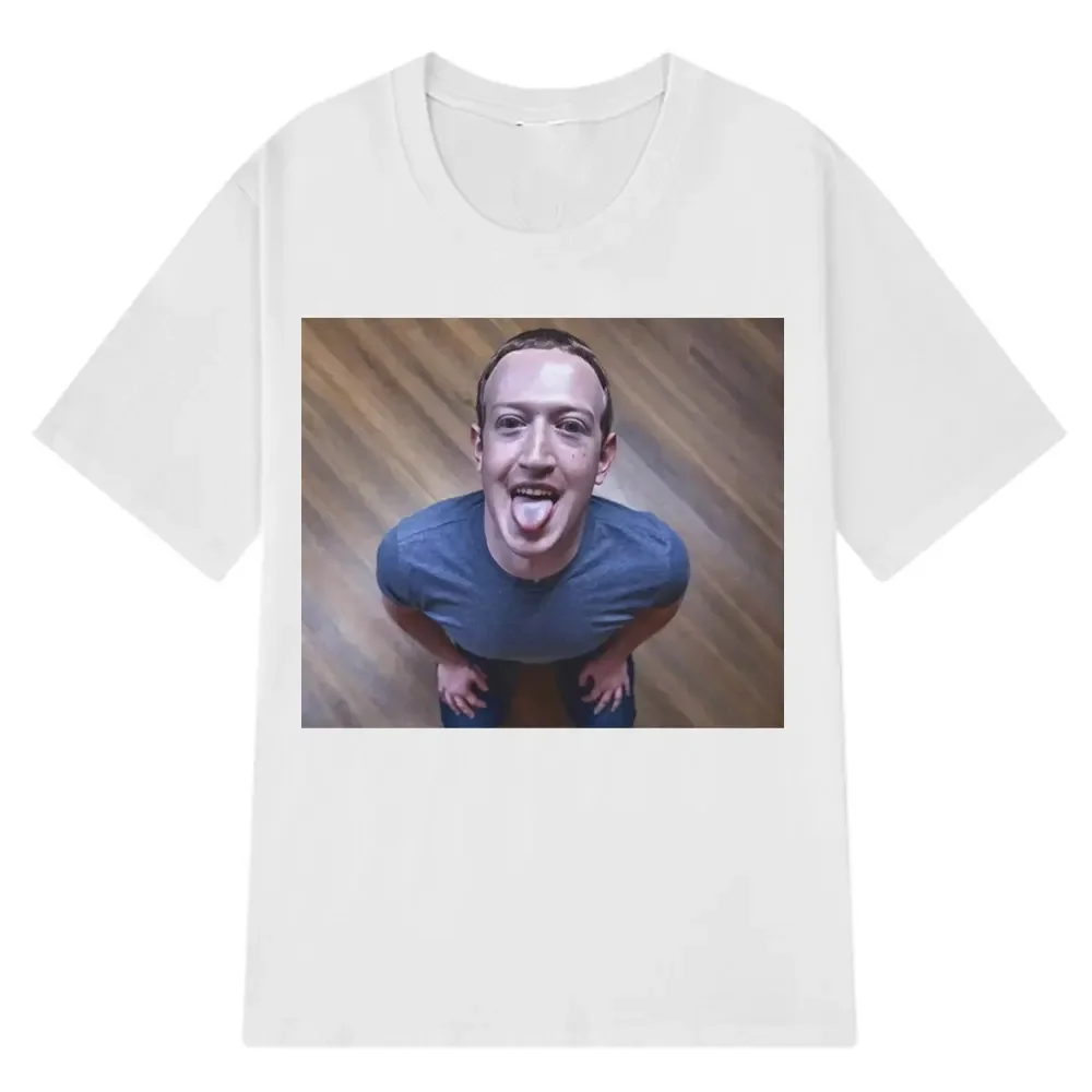 Funny Brain Rotting Expression T-shirt Mark Zuckerberg Good Joke T-shirt for Women Short-sleeve T-shirt
