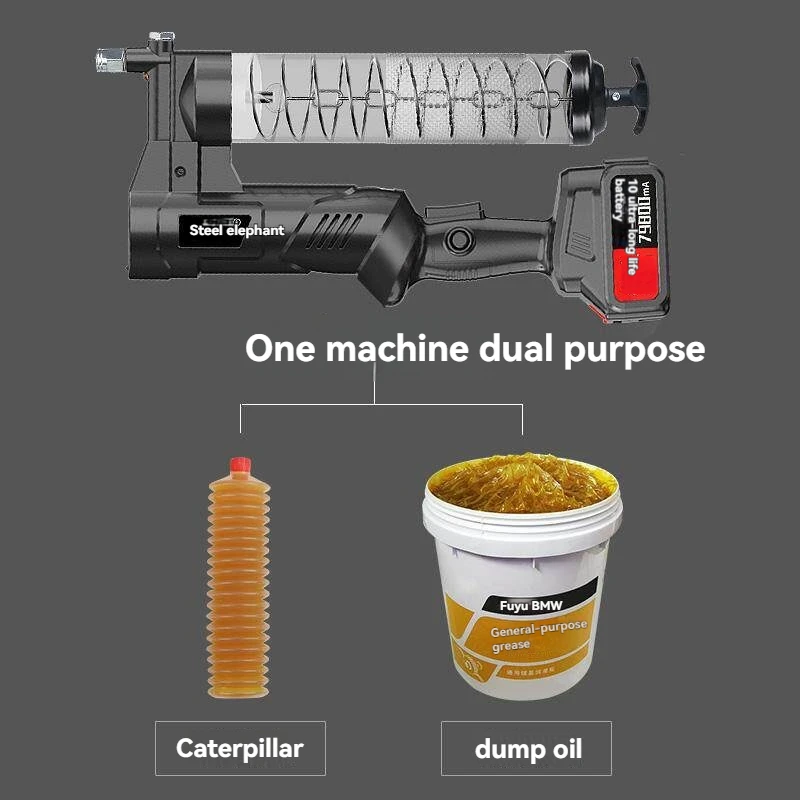 Steel Elephant Electric Grease Gun Lithium Battery Charging High Voltage  Gun Special Excavator Handle Deformable
