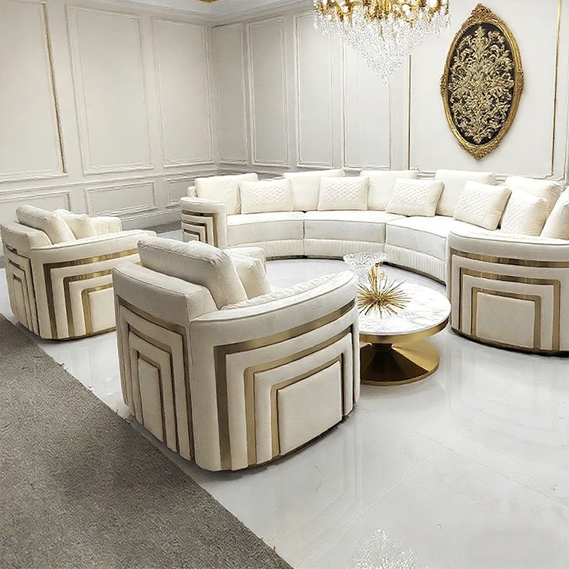 # Modular Sectional Sofa Set Curved Fabric C-Shaped Couches Tufted Sponge for Comfortable Living Room Furniture