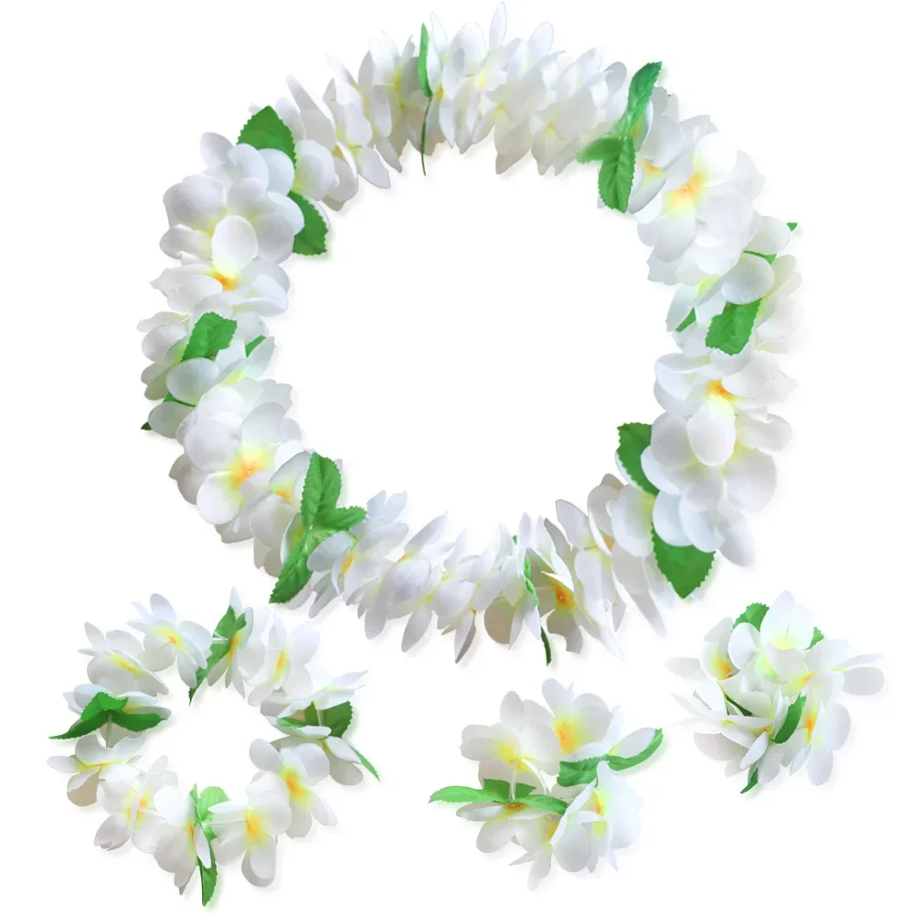 Festive Hawaiian Leis Luau Tropical Headband Flower Crown Wreath Wristbands Women Girls Necklace Bracelets - view 2