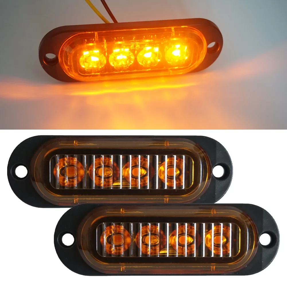 2 uds 12V-24V LED amarillo marcador lateral lámpara de luz indicadora 4LED lámpara camión remolque caravanas accesorios de repuesto