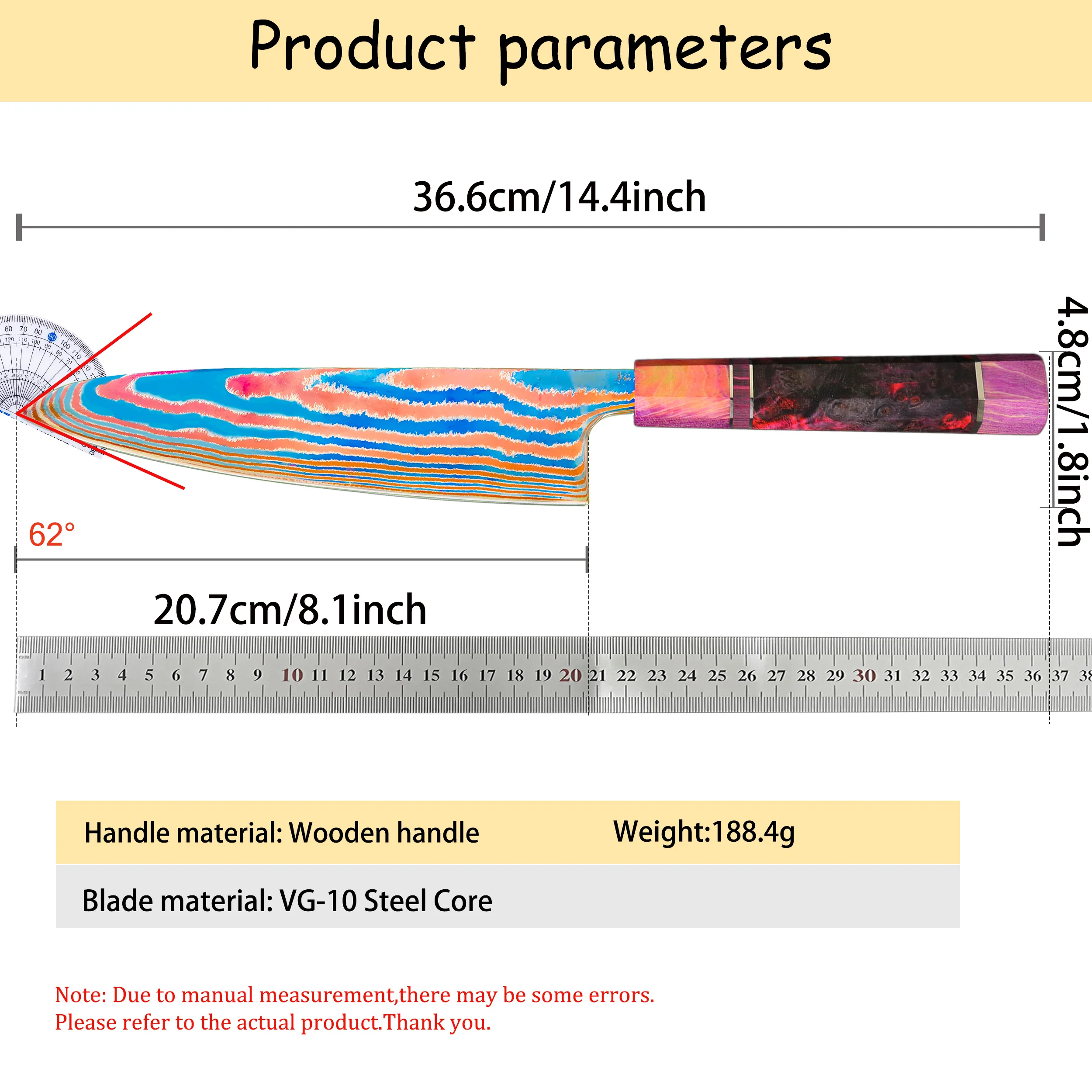 High Quality Damascus Titanium Chef Knife Kitchen Tools Fruit Vegetable Meat Fish Slicing Knifes Cleaver Cooking Essentials