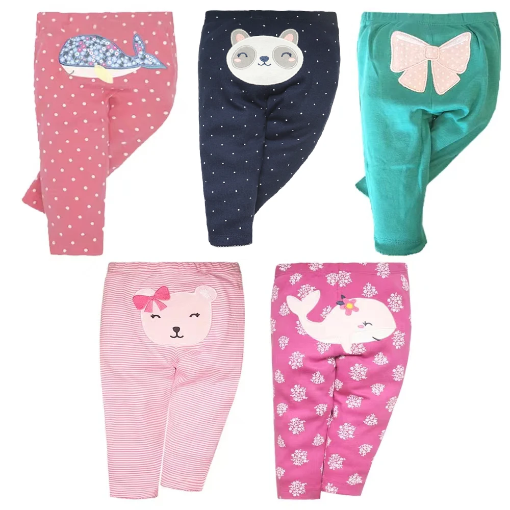 3/4/5PCS/LOT Newborn Pants Cartoon Four Seasons 100% Cotton Soft Girl Pants Baby Boy Trousers Pants 9-24M-3TM Baby Girl Leggings