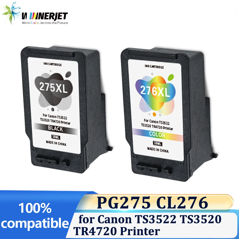 

Winnerjet 275XL 276XL PG 275 CL 276 XL PG275 CL276 Ink Cartridge for Canon TS3522 TS3520 TR4720 Printer