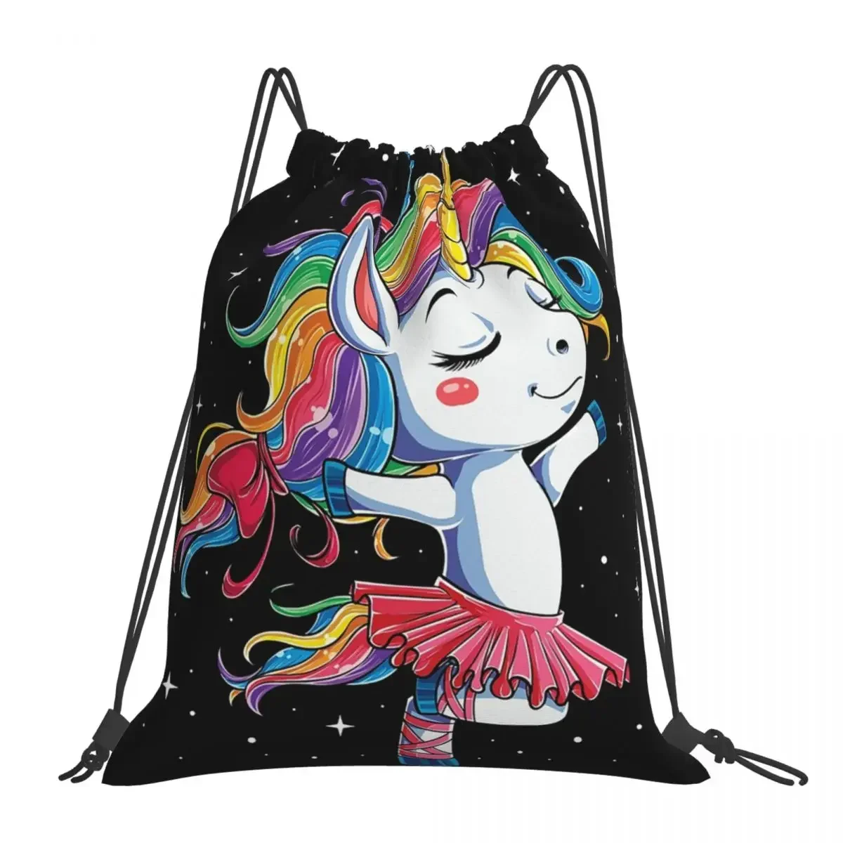 

Ballet Dancer Unicorn Kids Girls Rainbow Ballerina Backpacks Drawstring Bags Drawstring Bundle Pocket Storage Bag BookBag