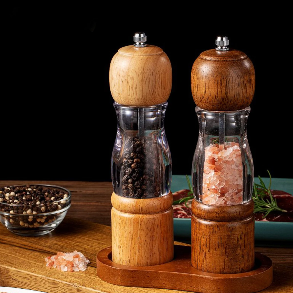 1PC Transparent Pepper Grinder Kitchen Sichuan Pepper Sea Salt Black Pepper Grinder Household Camping Seasoning Bottle