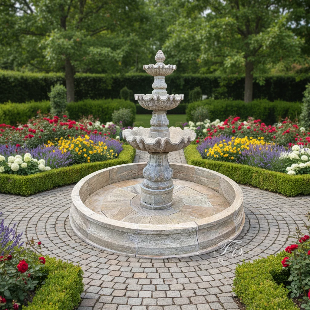 Outdoor Modern Water Fountain Hand Carved Travertine Statue for Villas Hotels Garden Products Deposit Only