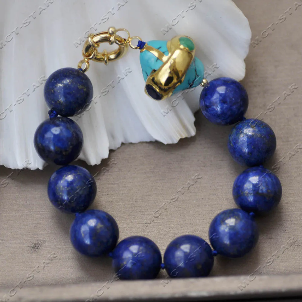 

Z14299 Натуральный 8 дюймов 24 мм синий круглый браслет из лазурита в стиле барокко с бирюзой CZ