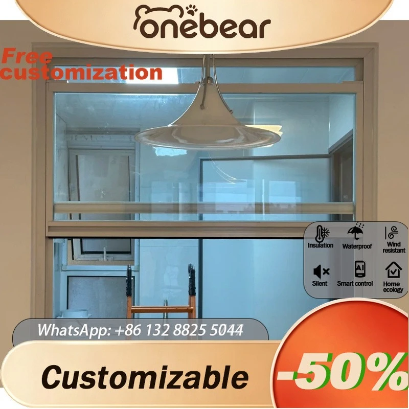 Any Size Custom Large Glass Lifting Window Electric Vertical Sliding Modern Aluminum Frame Floor Soundproof Energy Saving Window