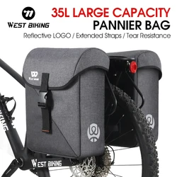 WEST BIKING 25L-35L Cycling Panniers Bags Bicycle Travel Saddle Bag Waterproof Bike Luggage Carrier MTB Bicycle Rear Trunk Bag