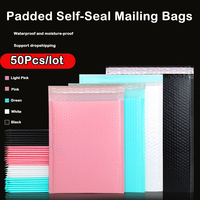 50Pcs Pink Poly Bubble Mailers Padded Envelopes Bulk Bubble Lined Wrap Polymailer Bags for Shipping Packaging Maile Self Seal