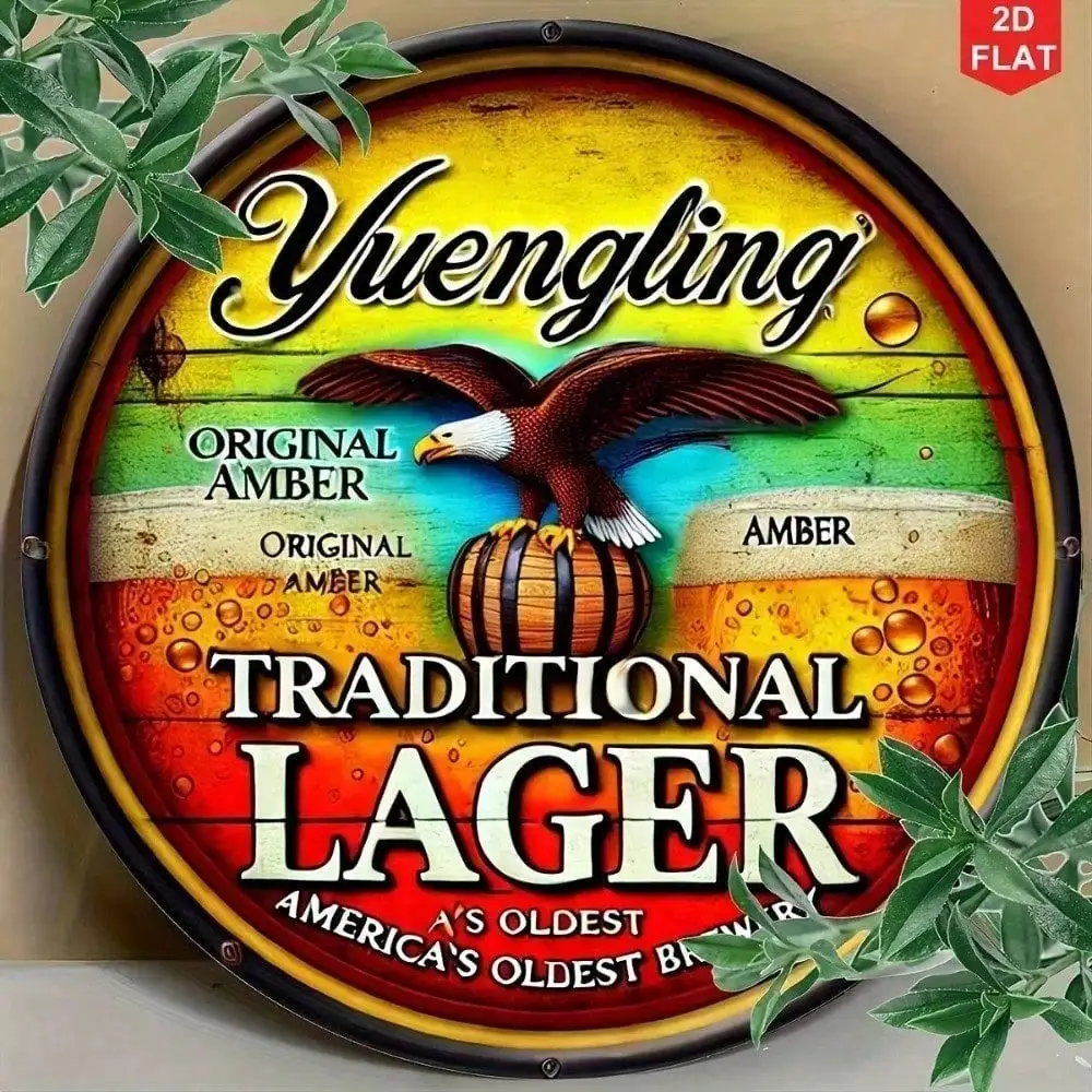 CIFBUY Yuengling Lager Metal Wall Sign 20x20 Inch Retro Tin Pub Decor Garage Man Cave Vintage Rusty Look Bar Art