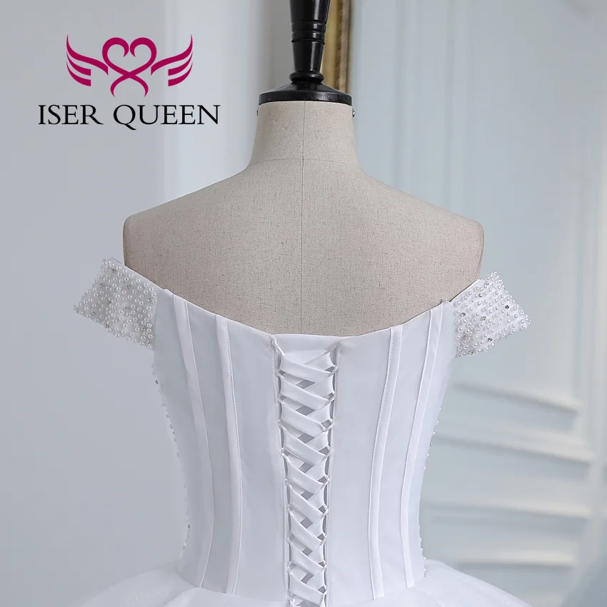 カスタマイズされたクリスタルビーズの花嫁ドレス女性のためのレース刺繍アップリケ夜会服プリンセスウェディングドレスヨーロッパスタイル WX0422