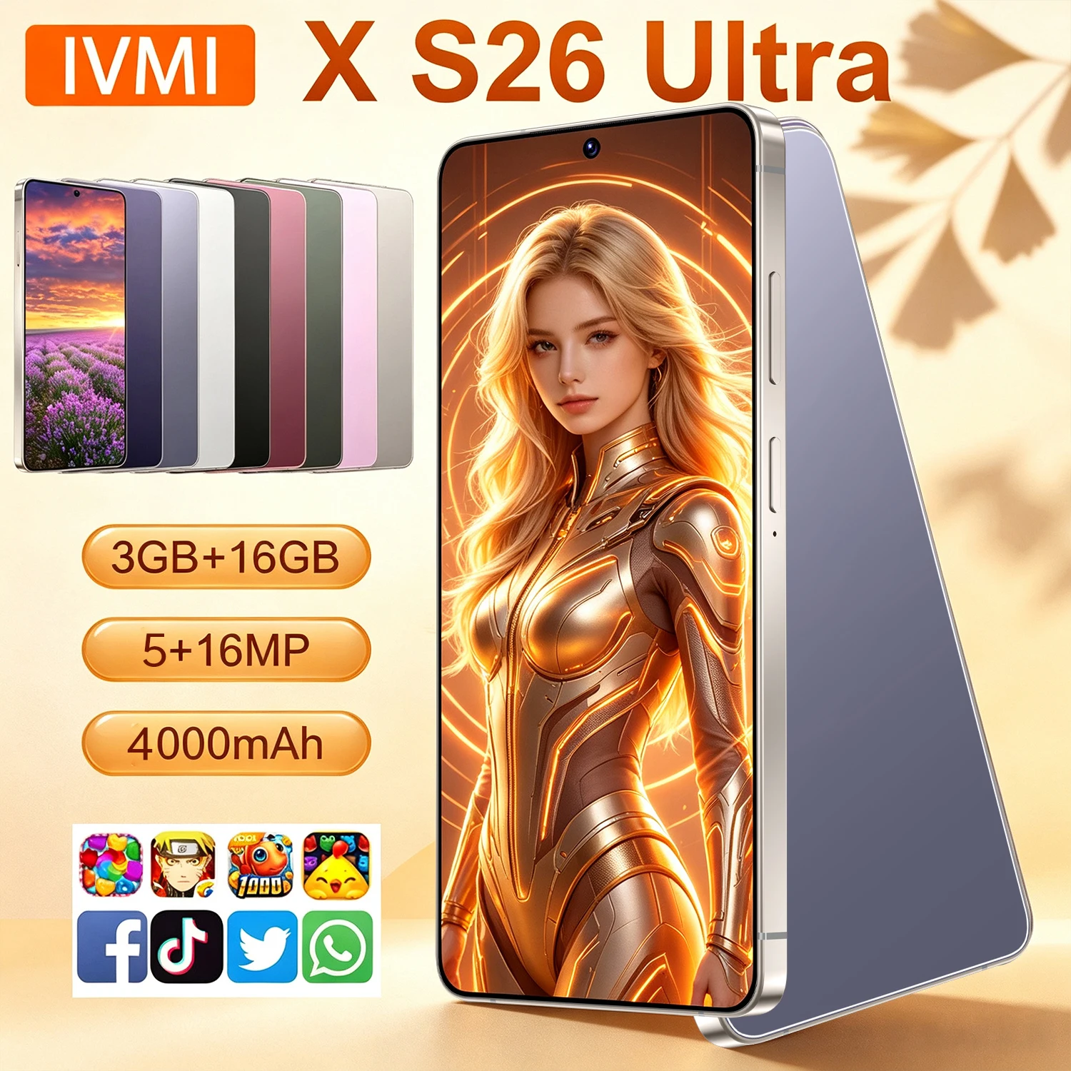 IVMI XS26 Ultra Smartphone 6.9 Inch Android 10 3GB RAM 16GB ROM Face ID Unlocked 4G Mobile Phone Support Google Play Store