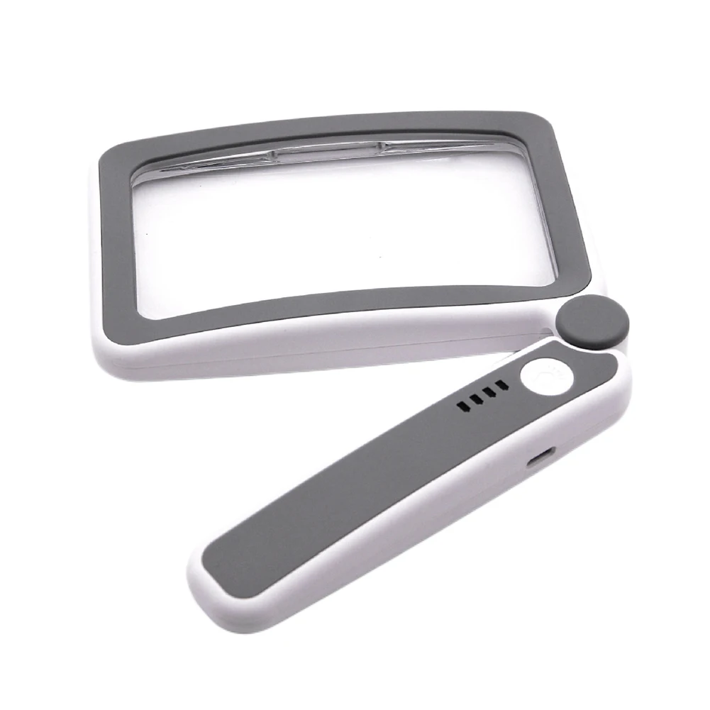 Handheld Magnifying Glass 10LED Lights Folding Lighted Magnifying Glass 650mAh with Power Display for Elderly Reading Newspapers