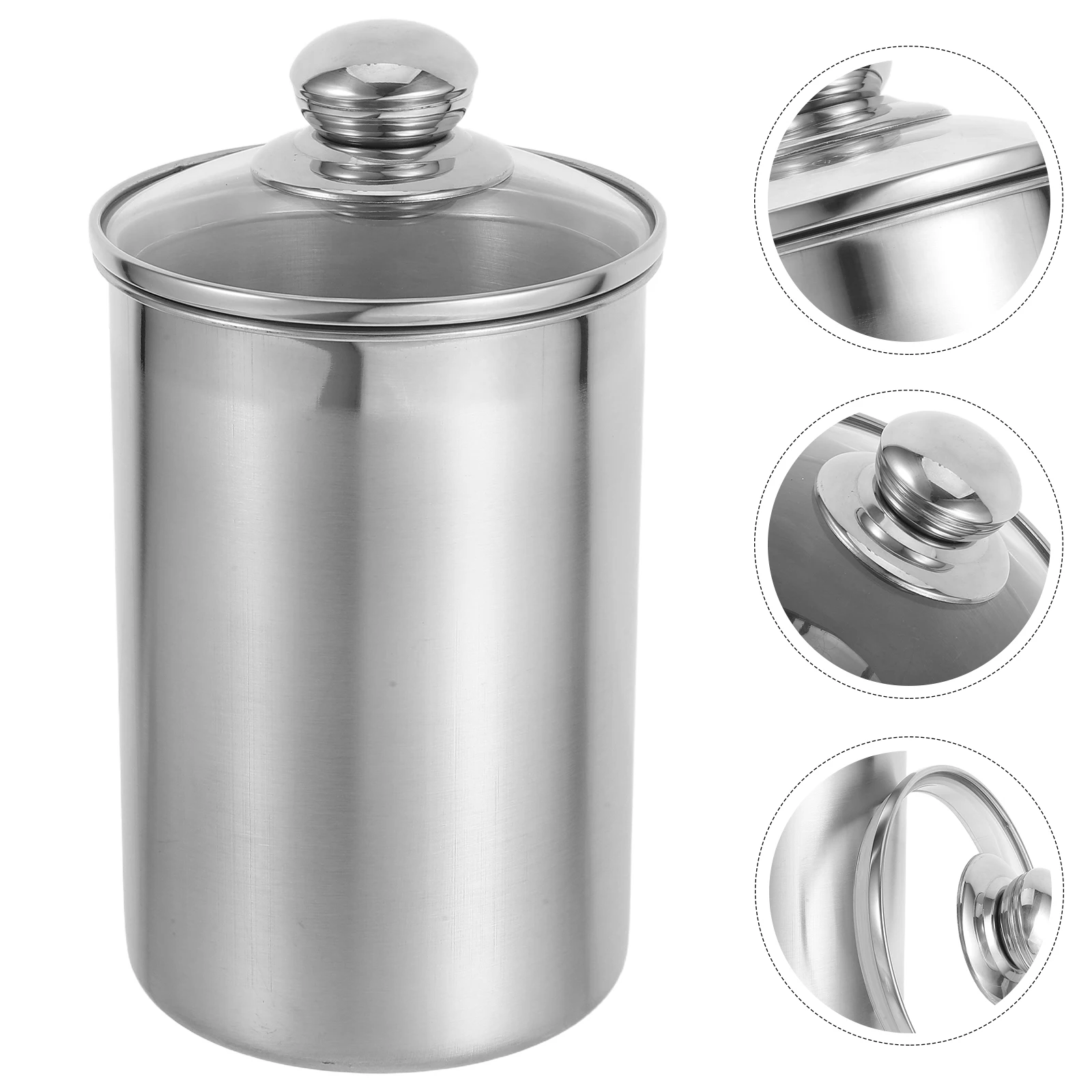 

1750Ml Stainless Steel Sealed Food Storage Jar Transparent Glass Lid Tea Coffee Beans Container Snacks Dry Cereals Home Kitchen