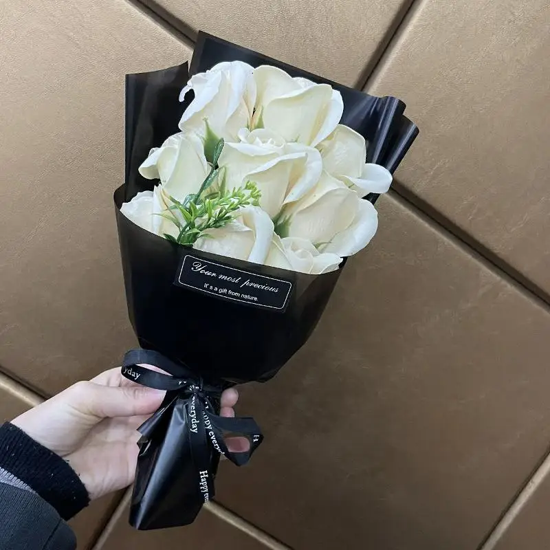 9-köpfiger Seifenblumen-Rosenstrauß, künstliche Blume für Weihnachten, Hochzeit, Geburtstagsfeier, Valentinstag, DIY-Geschenk, Heimdekoration – Detail 5
