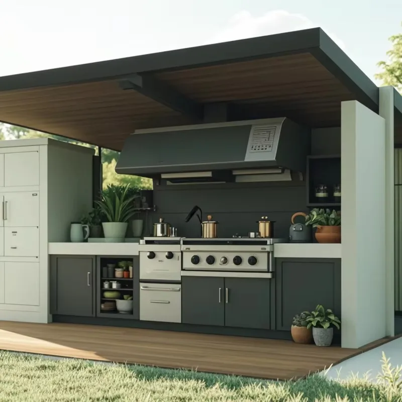 Custom Outdoor Kitchen for Sale BBQ Grill Camping BBQ Kitchen Outdoor Set Outdoor Kitchen Cabinets Island Modern Grey Kitchen