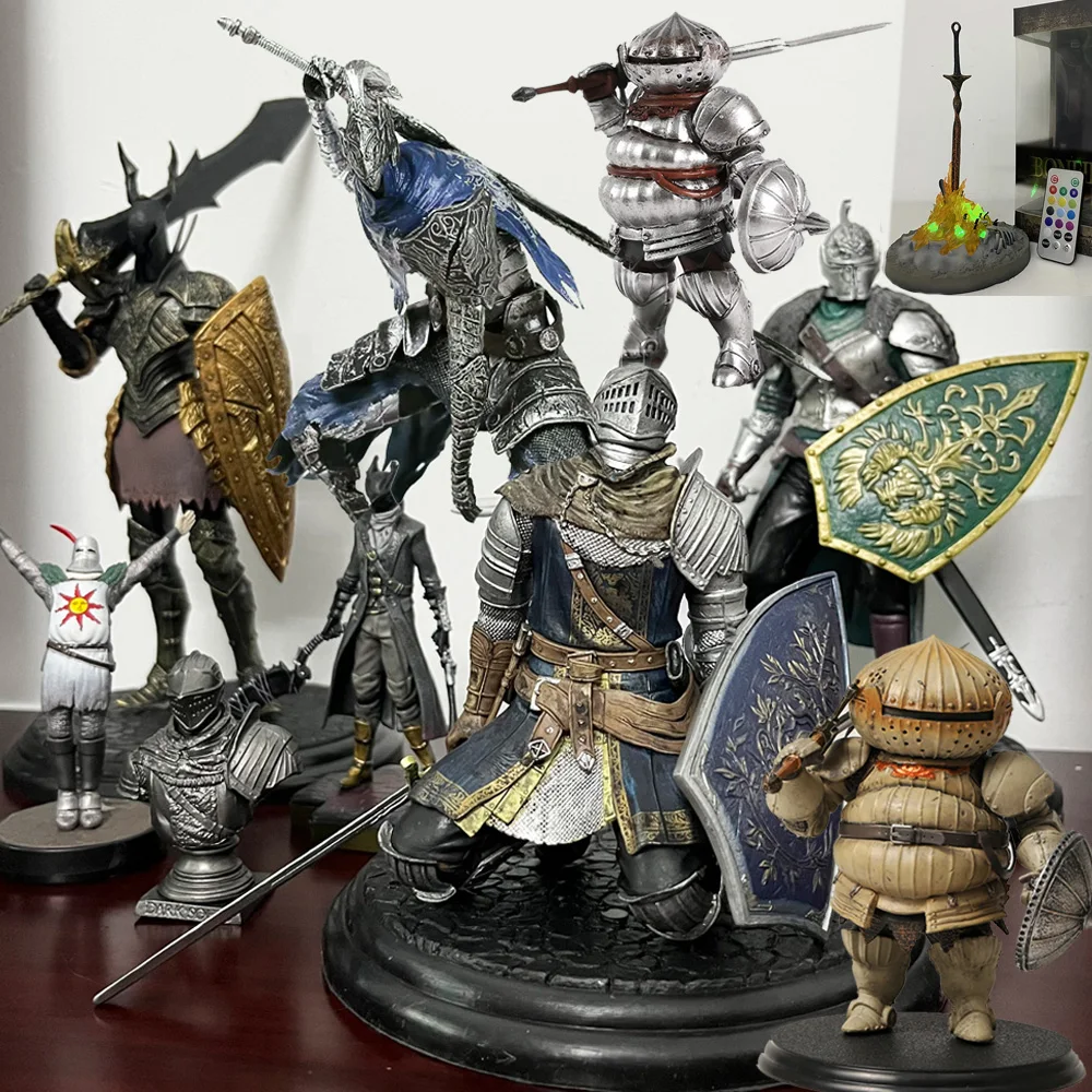 Dark Souls Figure Siegmeyer Black Knight Faraam Artorias Bonfire Led Light PVC Figure Dark Souls Figure Model Toy Birthday Gifts