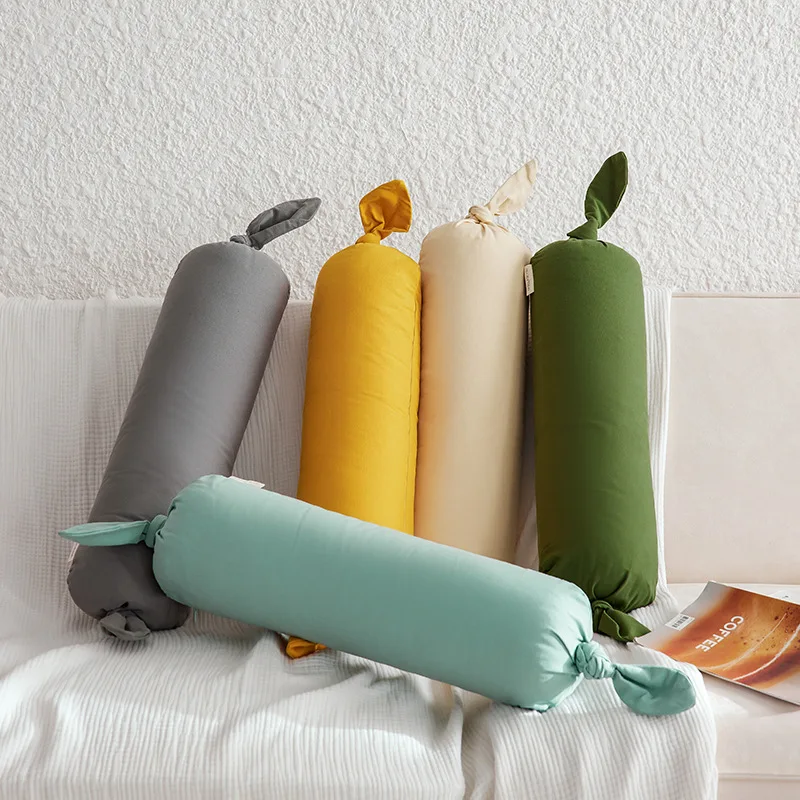 17x56cm Long Cylindrical Pillowcase Solid Color Washable Bedroom Neck Bolster Pillowslip Removable Headrest Pillow Sleeves