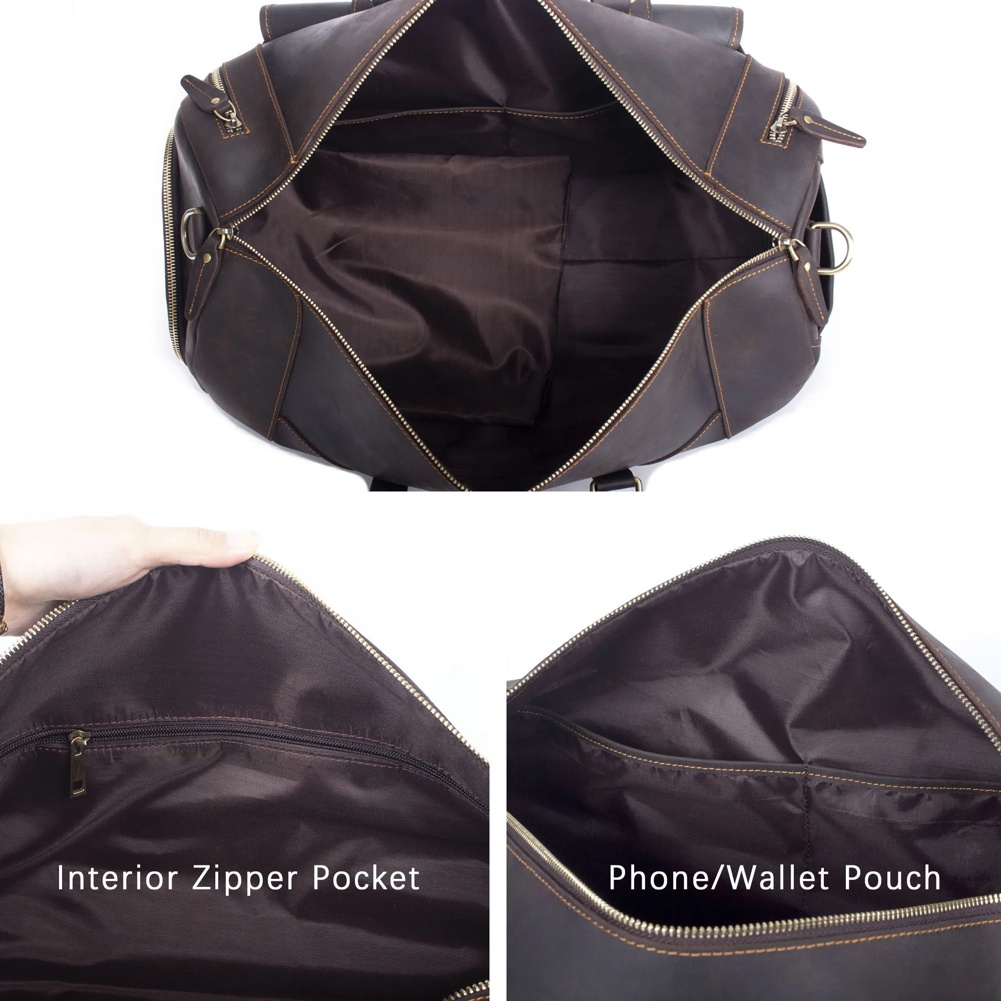 S.WORKER Echtleder-Reisetasche Klassische Vintage Vollnarbenleder-Reisetasche Wochenendtasche Sporttasche Handtasche – Detail 26
