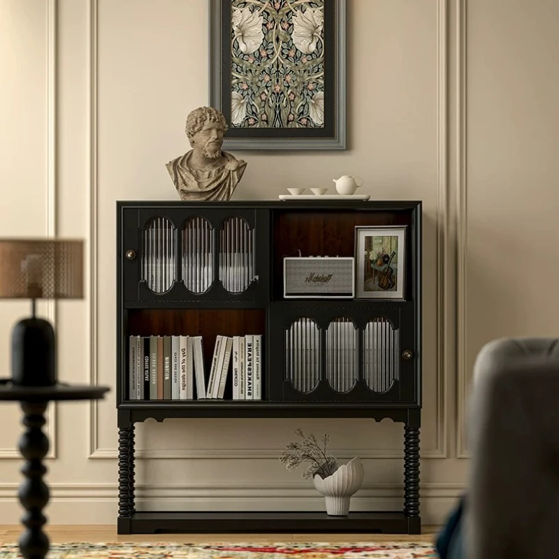 

American solid wood dining side cabinet against the wall integrated locker French living room side cabinet wine cabinet bookcase